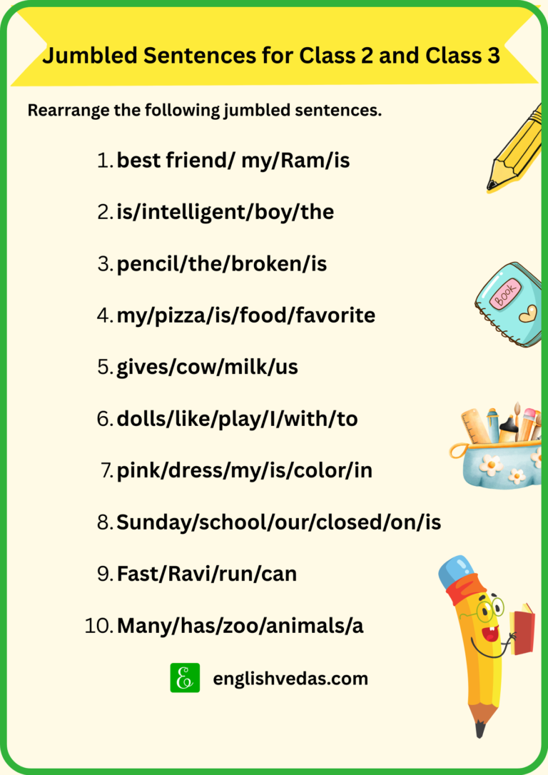 Jumbled Sentences for Class 2 and Class 3