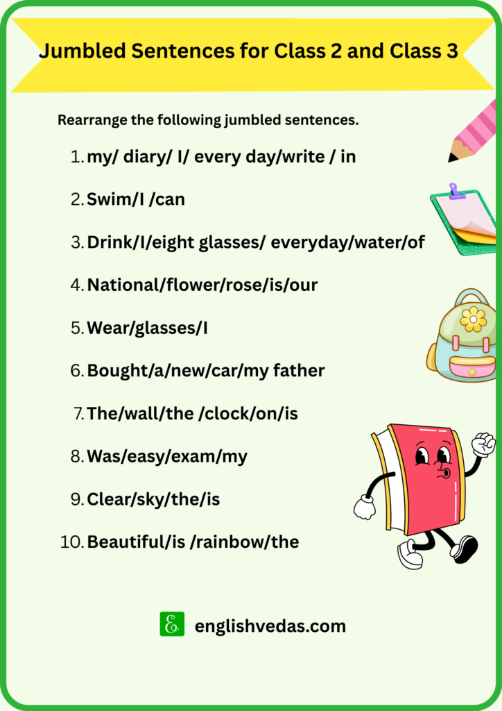 Jumbled Sentences for Class 2 and Class 3 with Answers