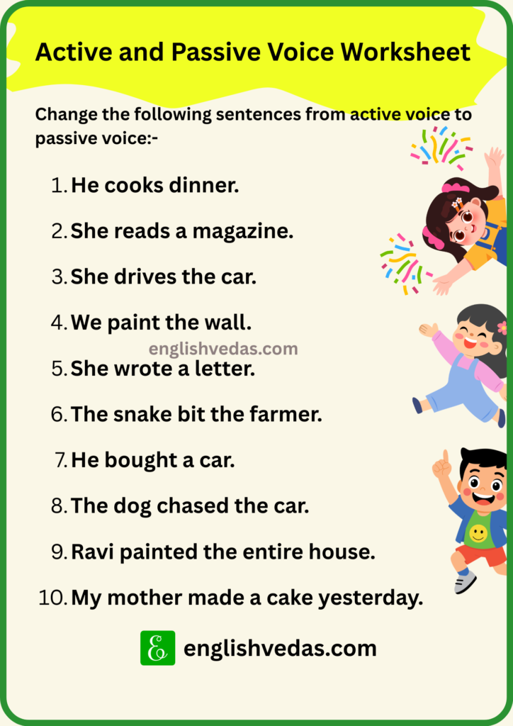 Active and Passive Voice Worksheet