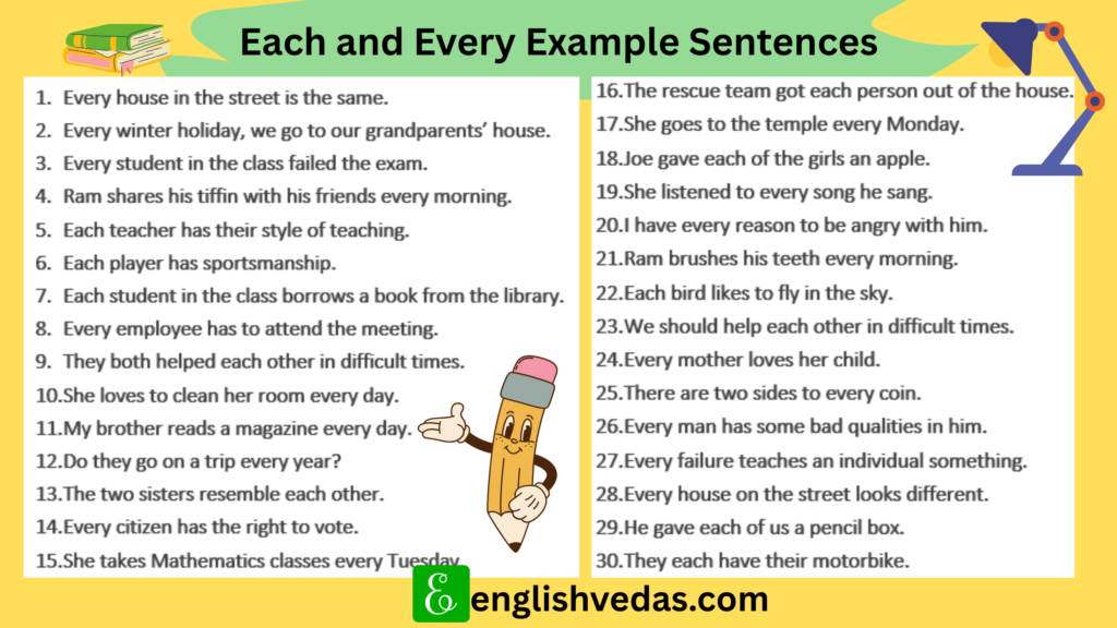 Each and Every Example Sentence