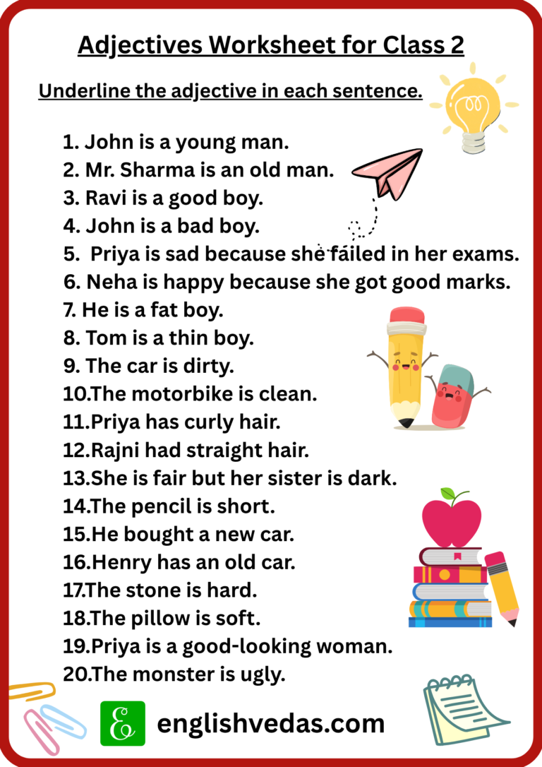 Adjectives Worksheet for Class 2