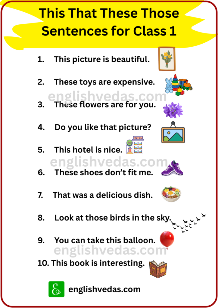 This That These Those Sentences for Class 1