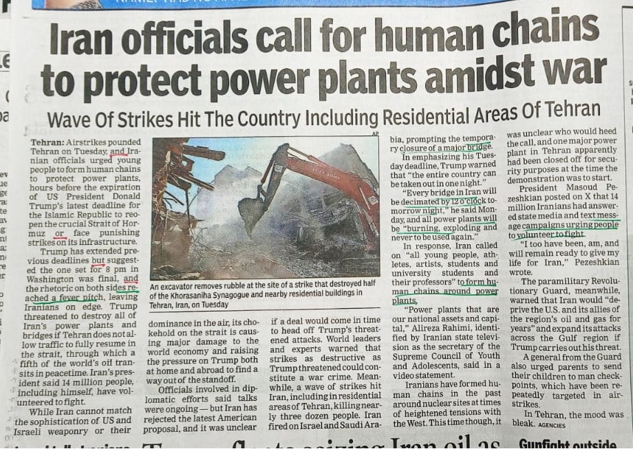 Newspaper Cutting analysis from The Times of India 8th April 2026 Conjunctions