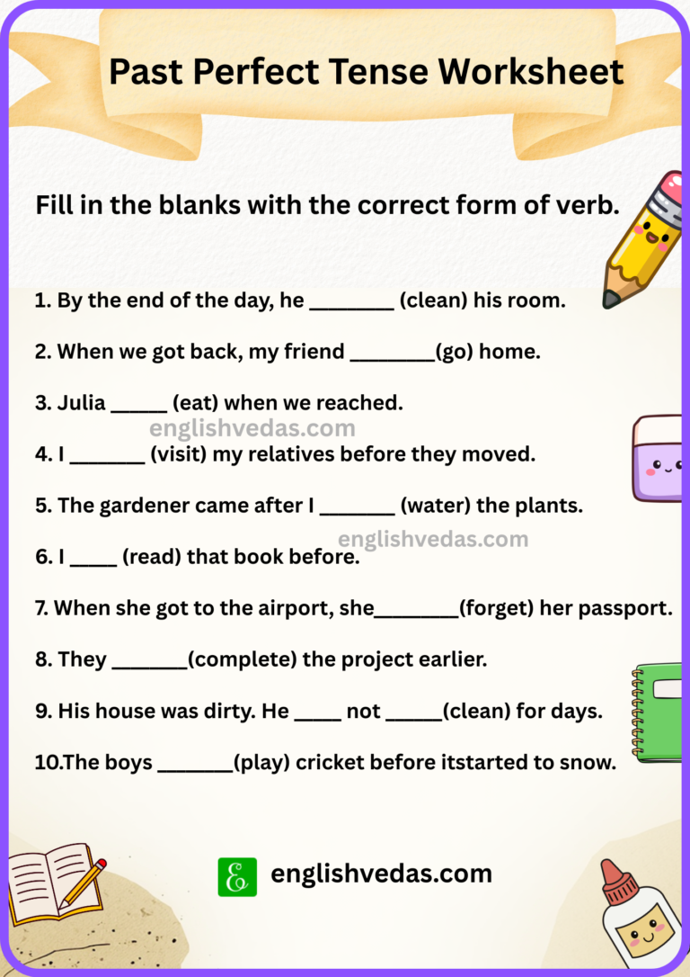 Past Perfect Tense Worksheet