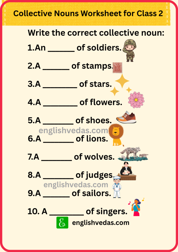 Collective Nouns Worksheet for Class 2