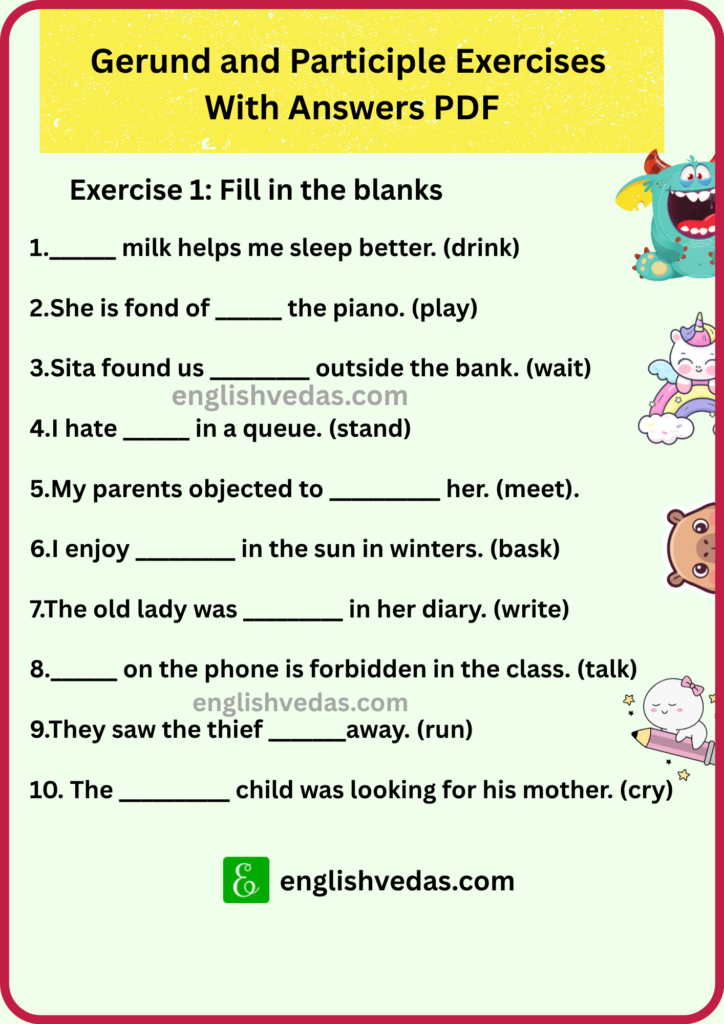 Gerund and Participle Exercises With Answers PDF