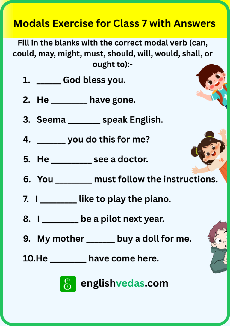 Modals Exercise for Class 7 with Answers